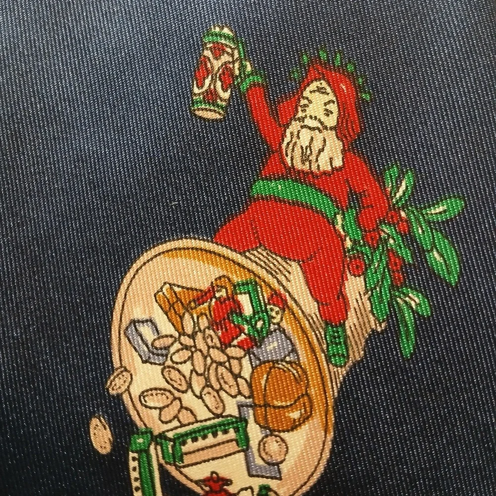 Vintage Robert Talbott Tie‎ Mens Blue Silk Santa Christmas I Magnin Novelty 90s